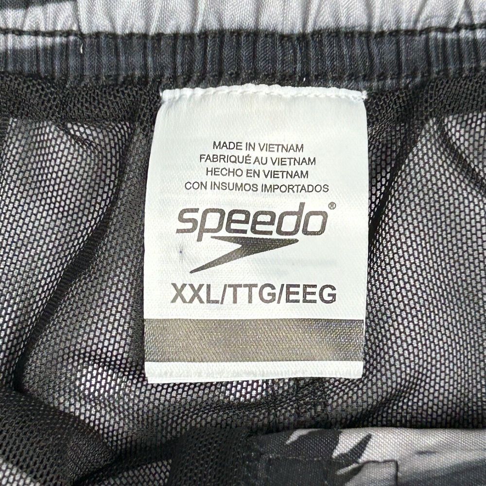 Speedo Mens 2XL Gray Black Tropical Swim Trunks Board Shorts Lined Palm Trees - Picture 4 of 8